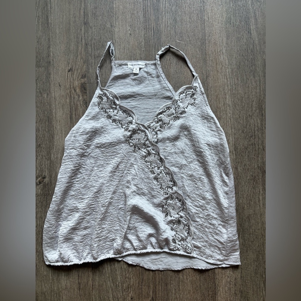Love on a Hanger Gray Asymmetrical Embellished Camisole